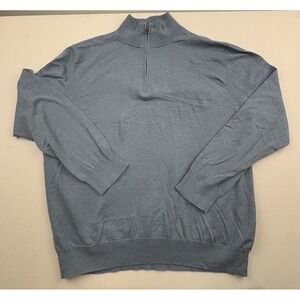 Brooks Brothers Sweater Mens Extra Large Blue Pullover Quarter Zip Supima Cotton